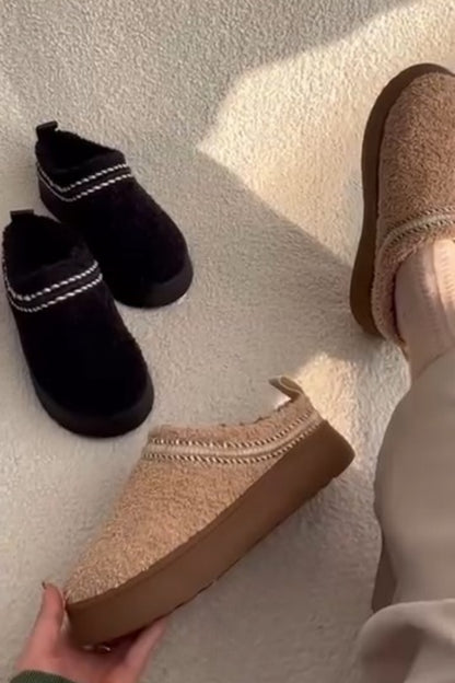 Soft Knit-Trim Loafer Slippers With Shearling Detail