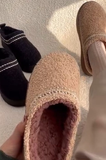 Soft Knit-Trim Loafer Slippers With Shearling Detail