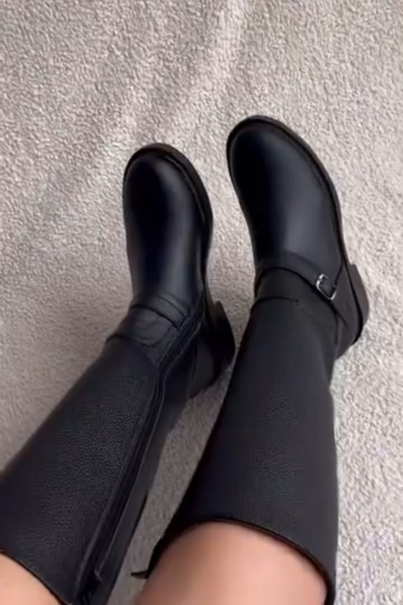 Sleek Black Ankle Booties With Elastic Side Panels
