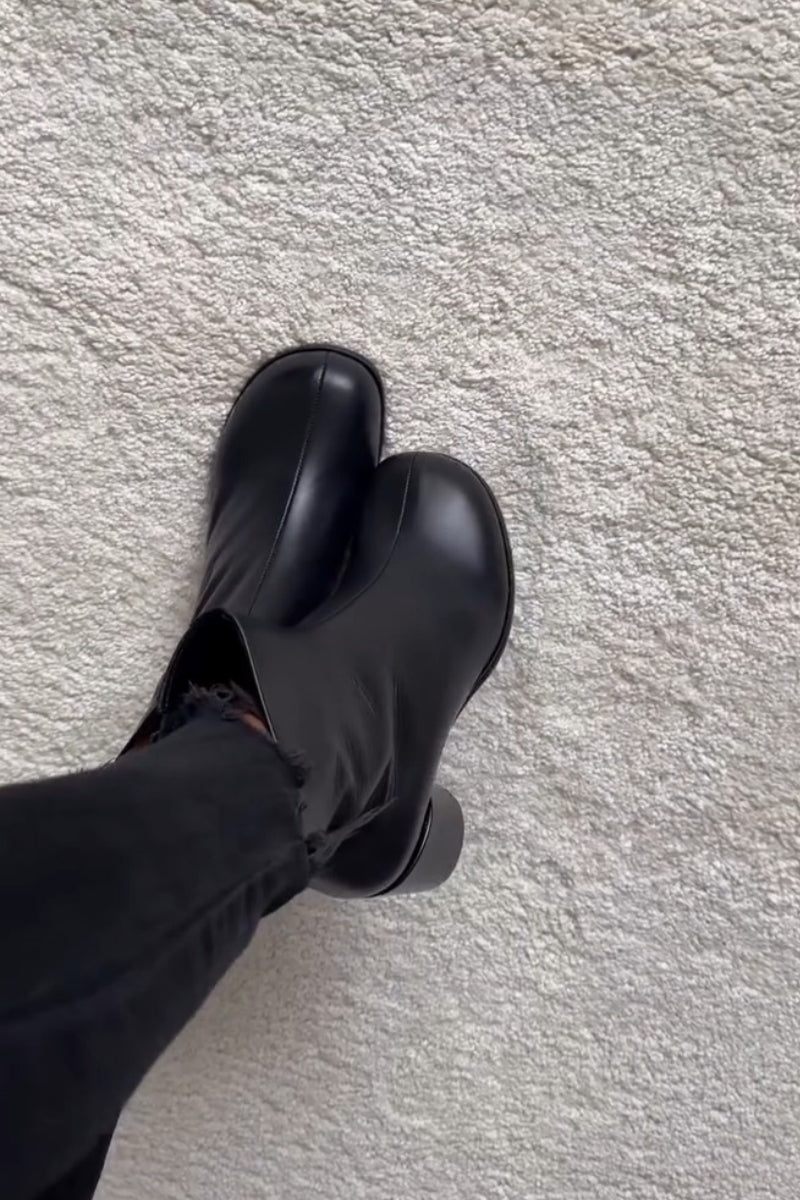 Black Square-Toe Ankle Boots