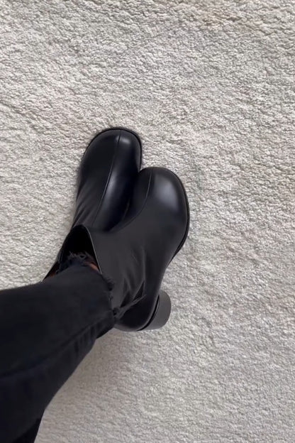 Black Square-Toe Ankle Boots