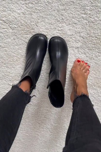 Black Square-Toe Ankle Boots