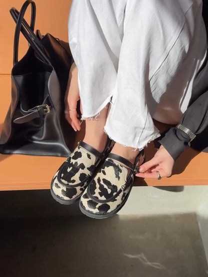 Cow Print Slip-On Loafers