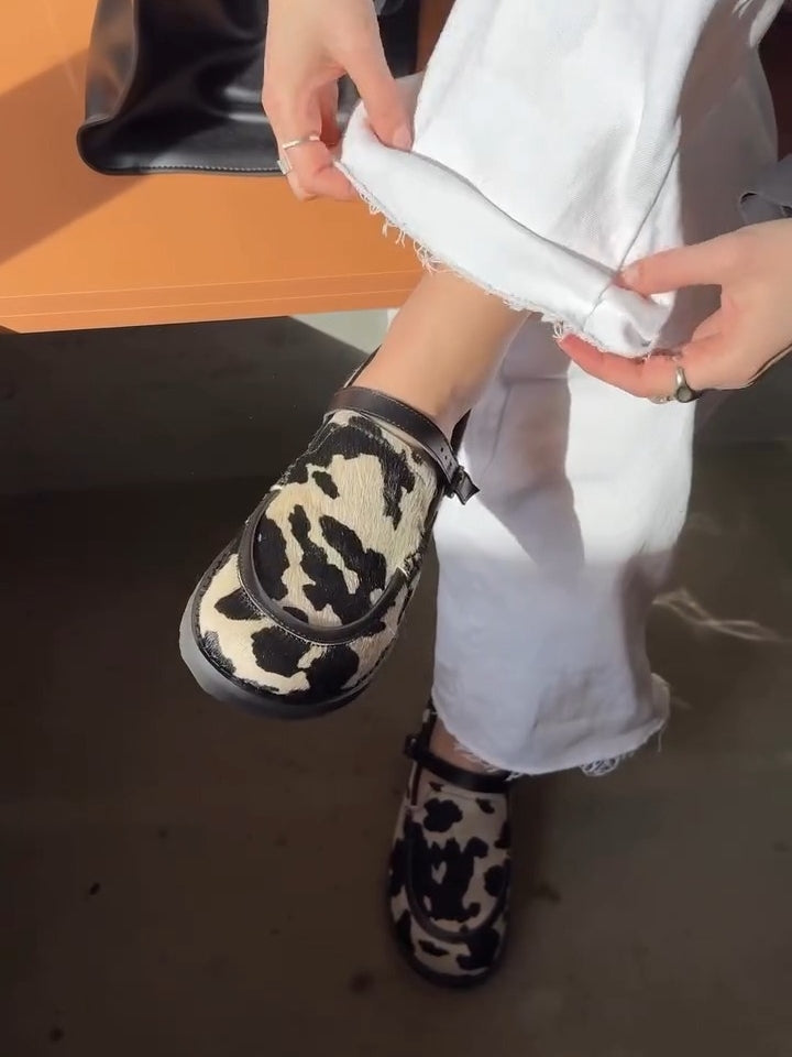 Cow Print Slip-On Loafers