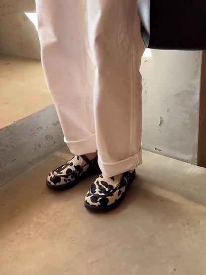 Cow Print Slip-On Loafers