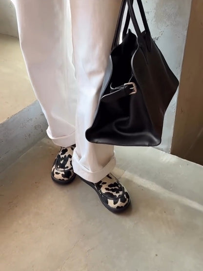 Cow Print Slip-On Loafers