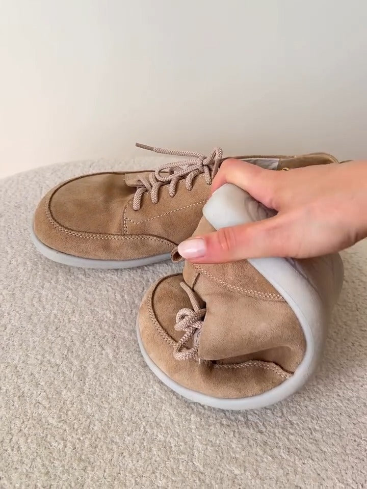 Beige Lace-Up Casual Derby Shoes