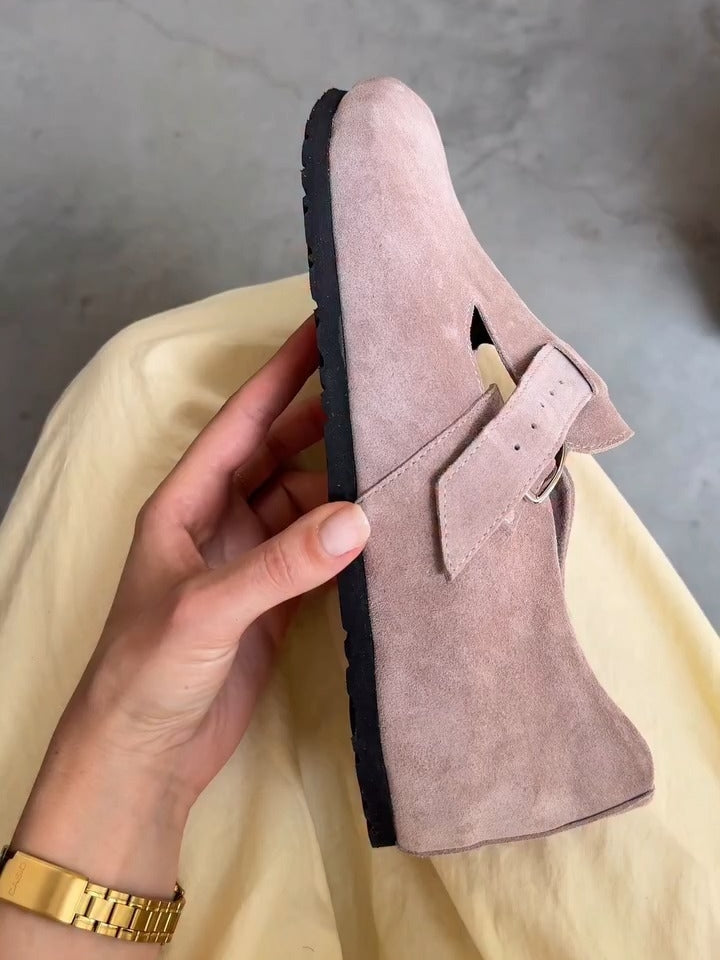 Soft Pink Suede Mary Jane Bootie