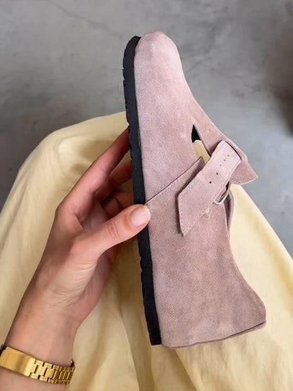 Soft Pink Suede Mary Jane Bootie