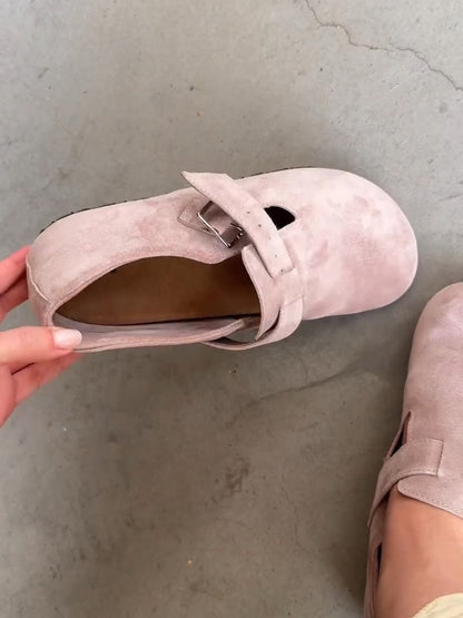 Soft Pink Suede Mary Jane Bootie