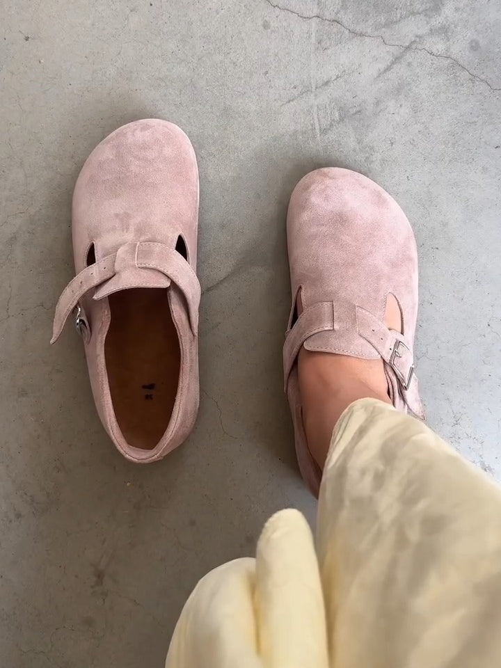 Soft Pink Suede Mary Jane Bootie