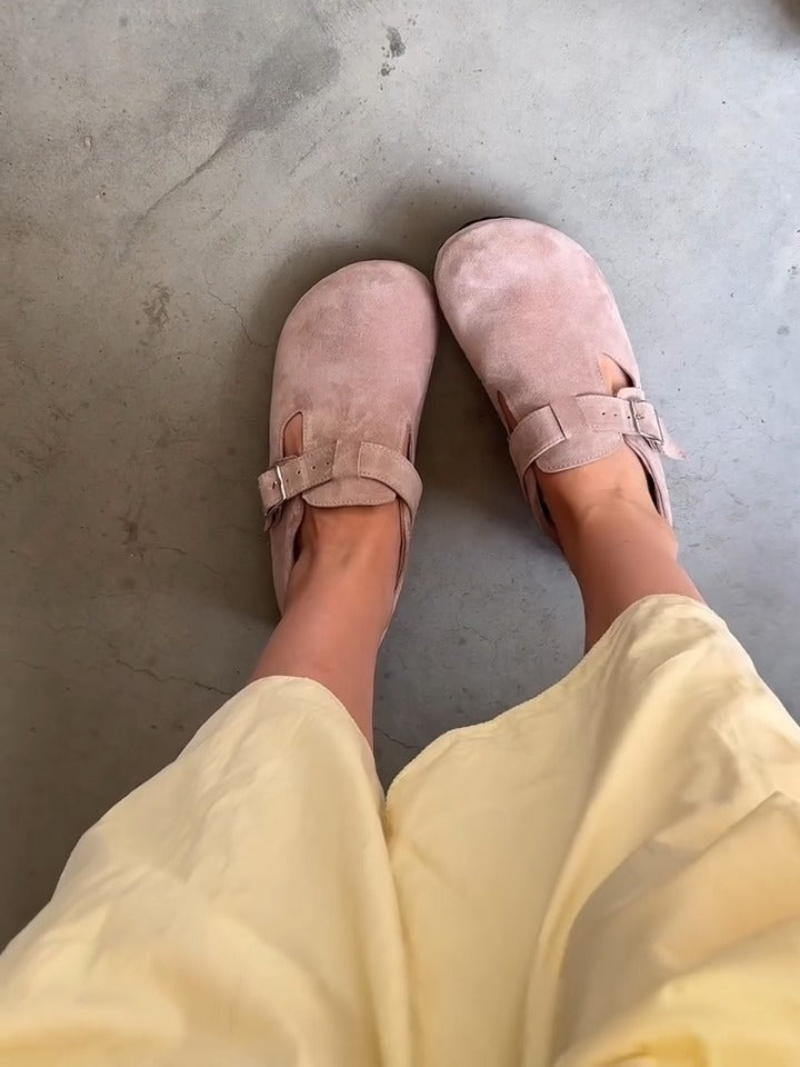 Soft Pink Suede Mary Jane Bootie