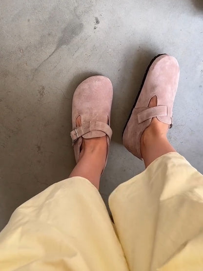 Soft Pink Suede Mary Jane Bootie
