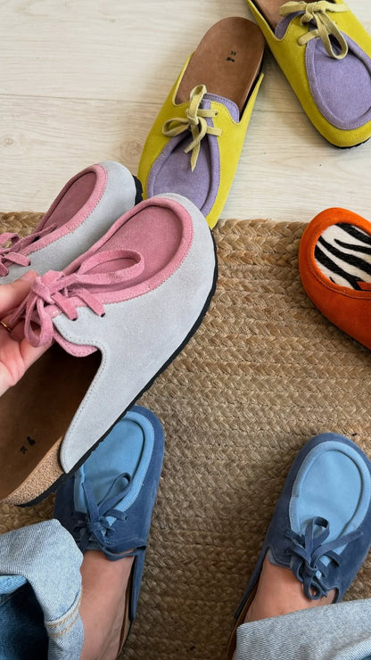 Color-Block Suede Slip-On Moccasins