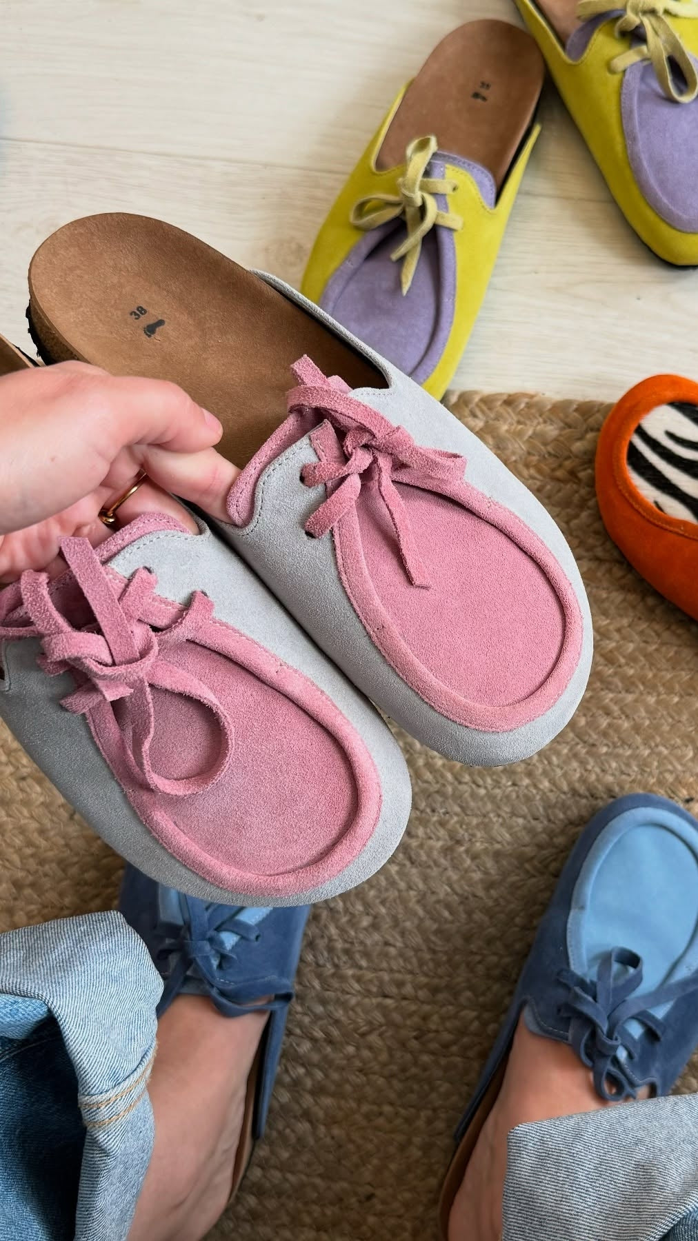 Color-Block Suede Slip-On Moccasins