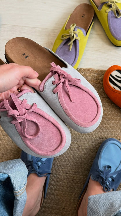 Color-Block Suede Slip-On Moccasins