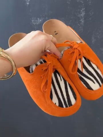 Zebra Print Slip-On Mules