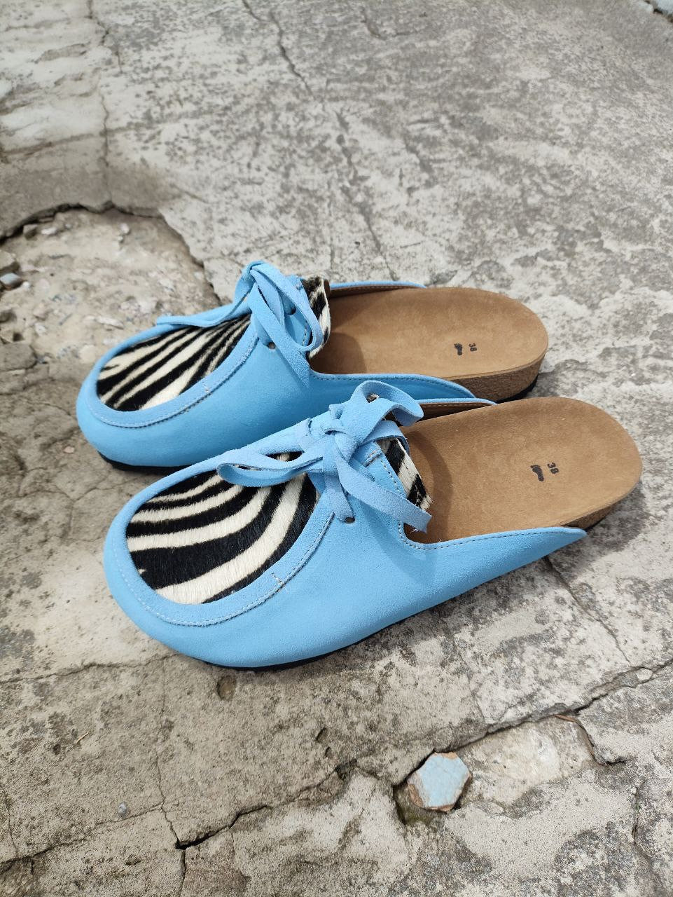 Zebra Print Slip-On Mules