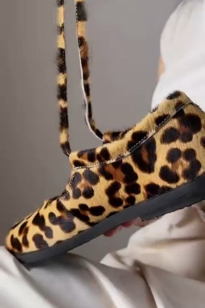 Leopard Print Tie-Up Sandals