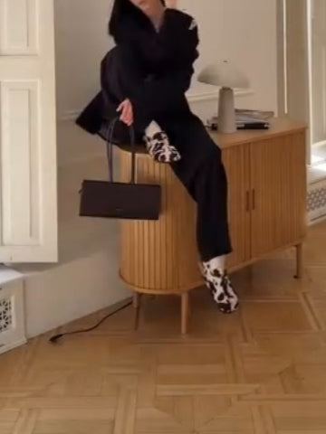 Cow Print Slide-On Mules