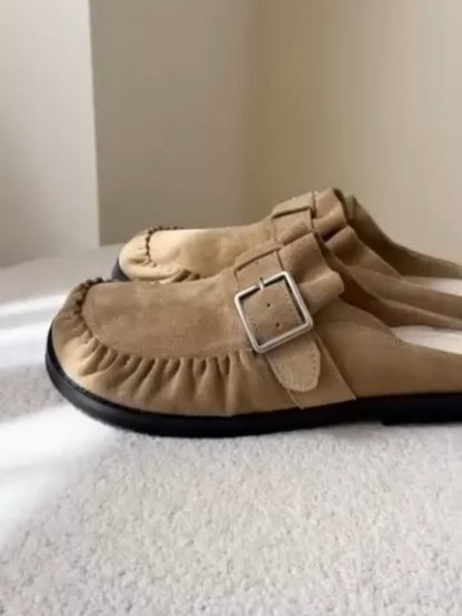 Buckle-Detail Suede Moccasins