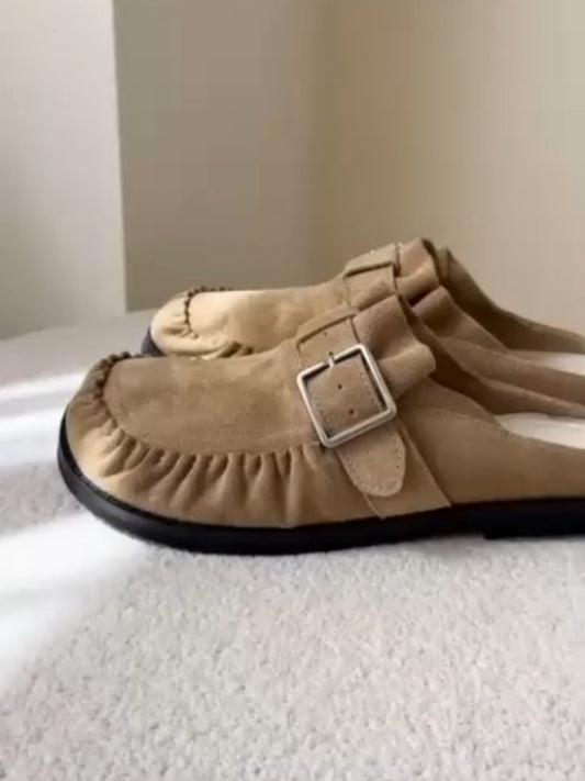 Buckle-Detail Suede Moccasins