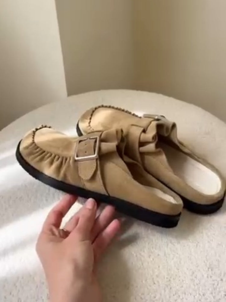 Buckle-Detail Suede Moccasins