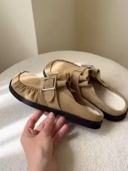 Buckle-Detail Suede Moccasins