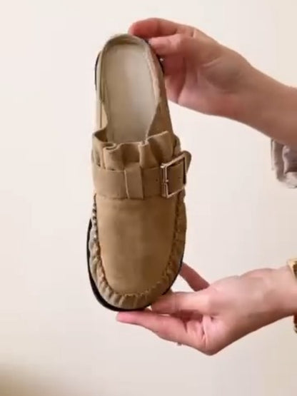 Buckle-Detail Suede Moccasins