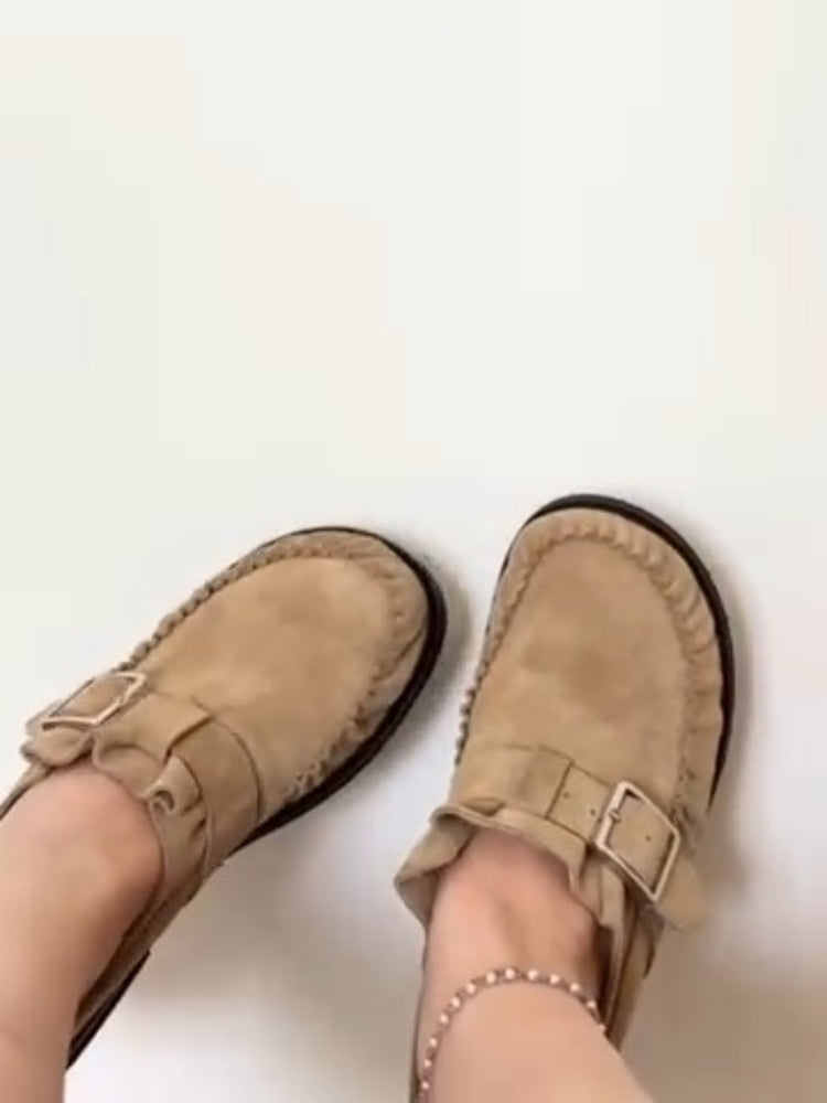 Buckle-Detail Suede Moccasins