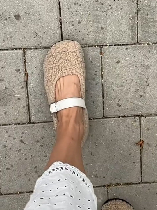 Textured Cream Mary Jane Clog-Slides