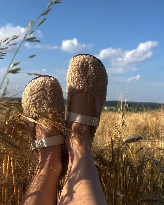 Textured Cream Mary Jane Clog-Slides