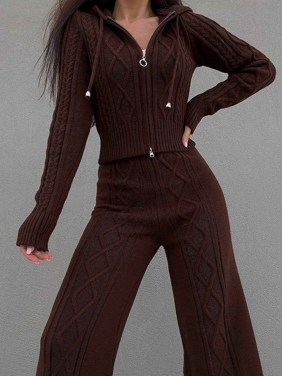 Knit Cable Two Pieces Set