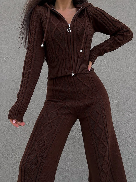 Knit Cable Two Pieces Set