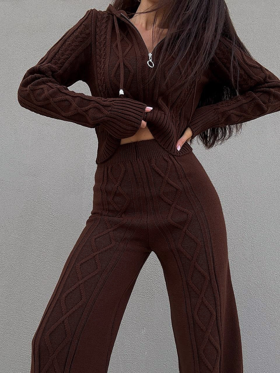 Knit Cable Two Pieces Set