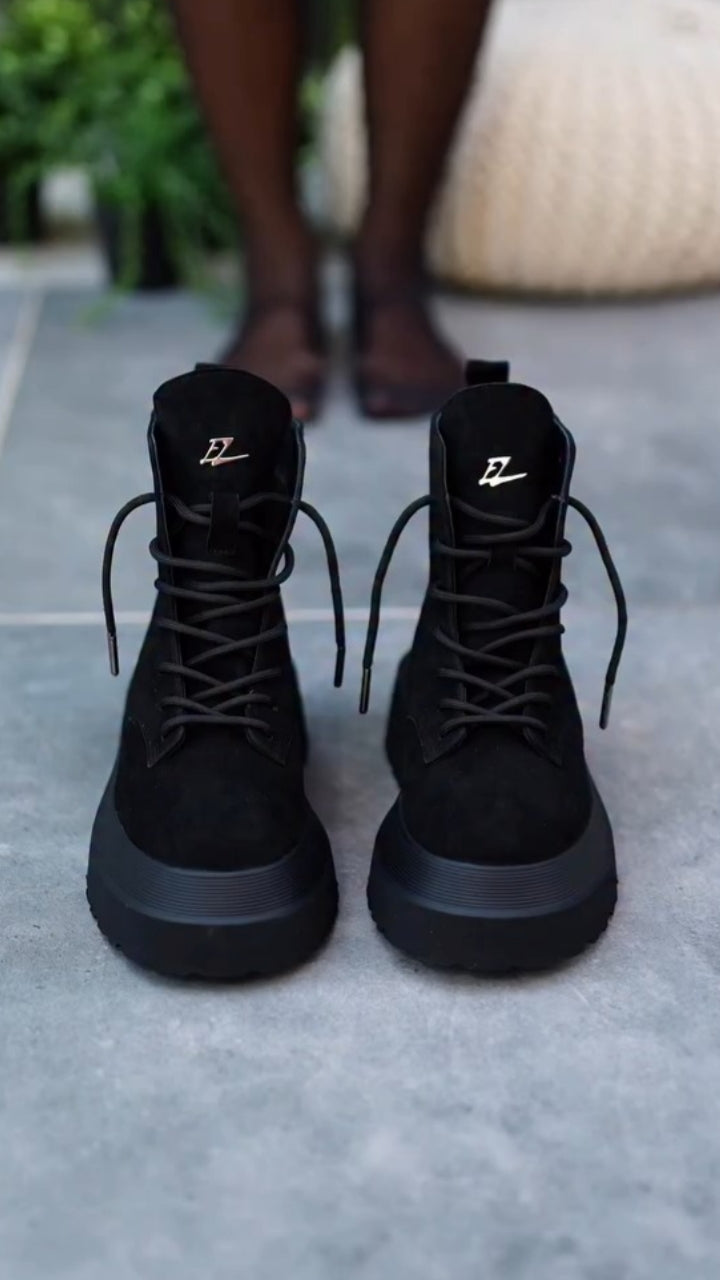Black Platform Lace-Up Boots