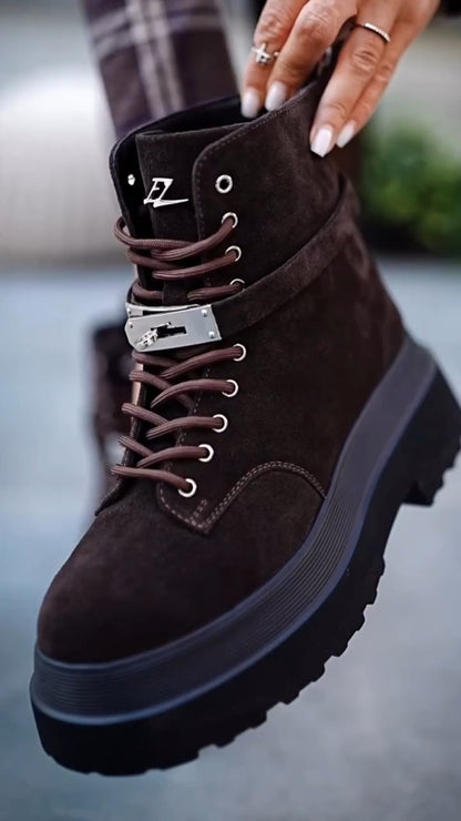 Chunky Platform Leather Boots