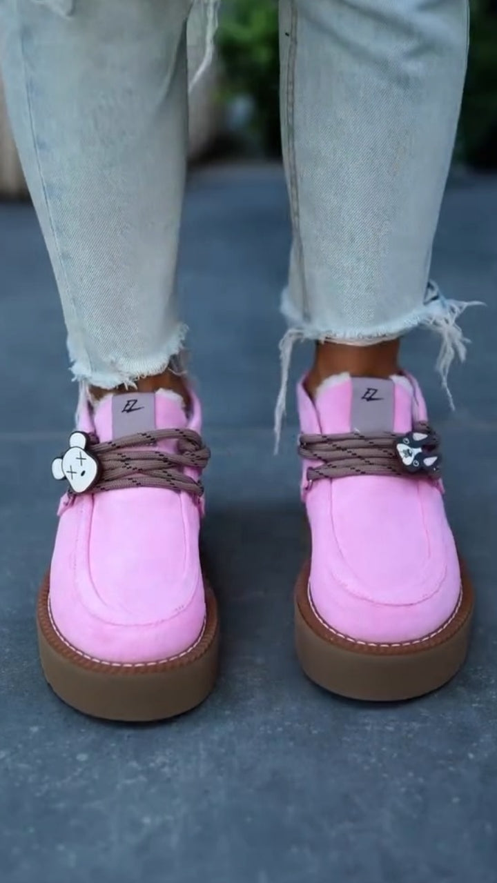 Pink Platform Buckle Boots