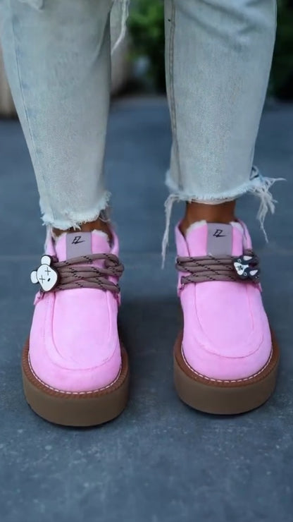 Pink Platform Buckle Boots