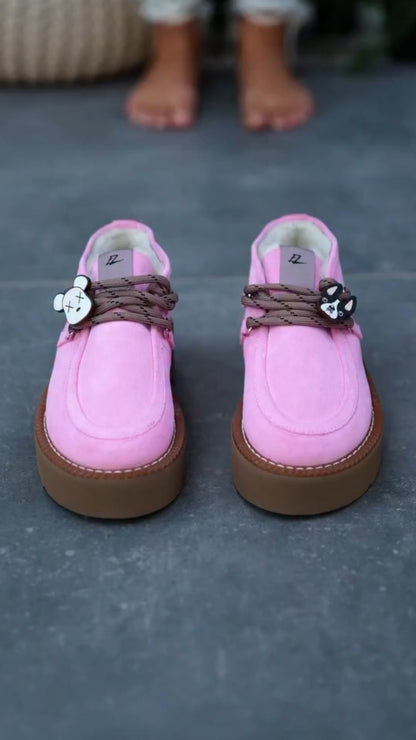 Pink Platform Buckle Boots