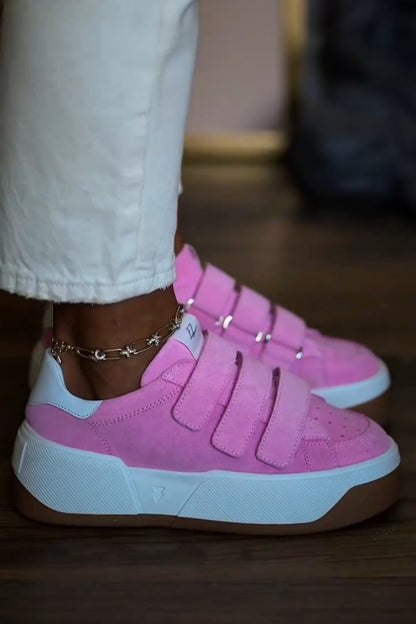 Pink Platform Velcro Sneakers