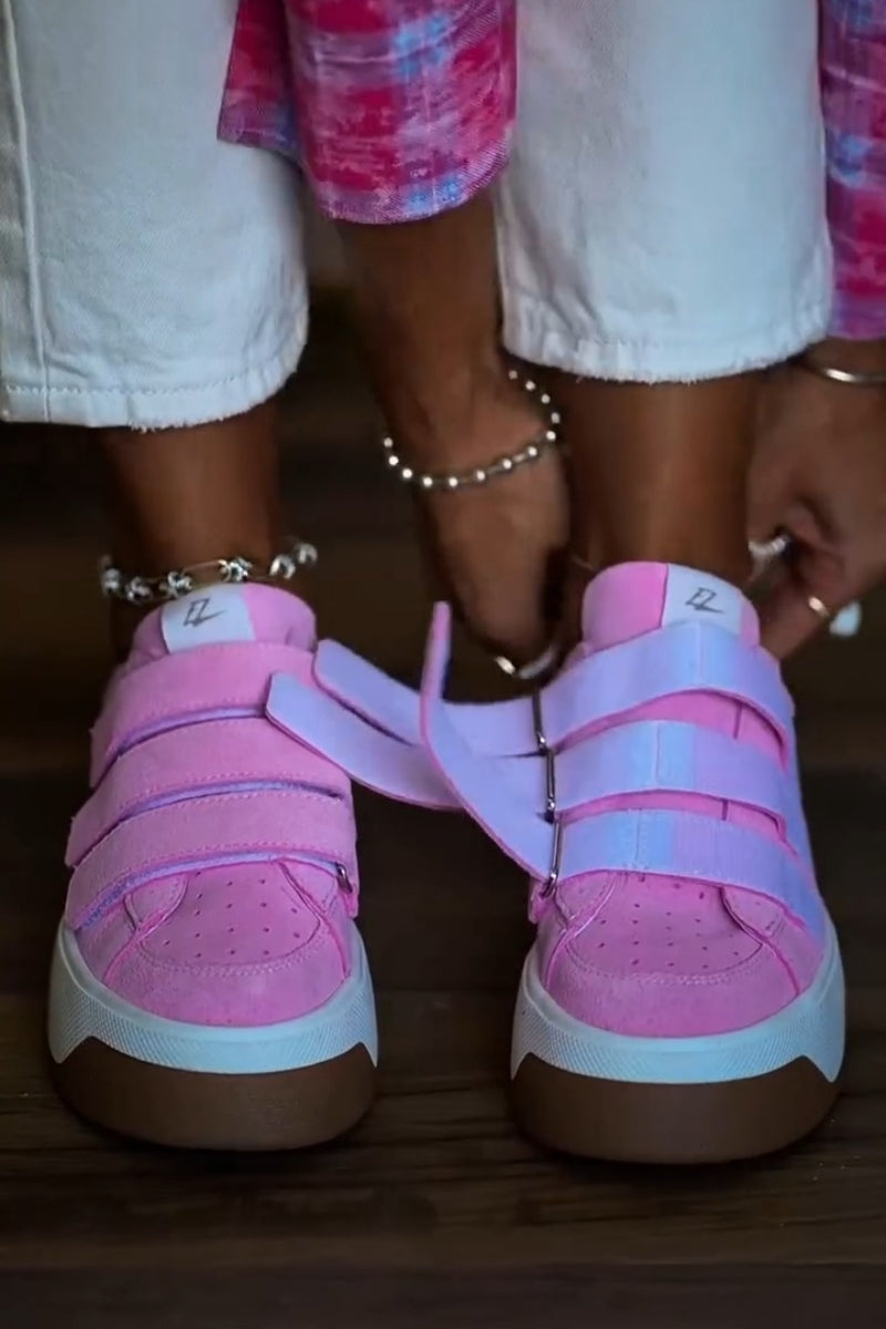Pink Platform Velcro Sneakers