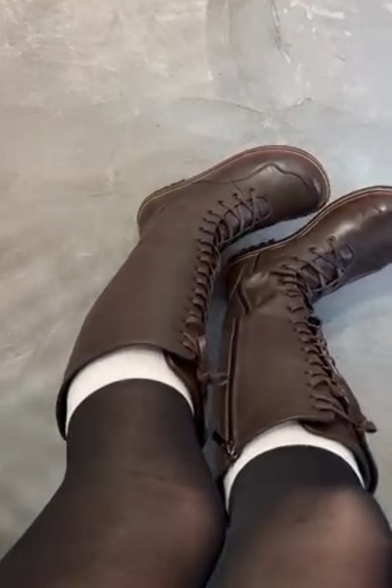 Lace-Up Knee-Height Boots