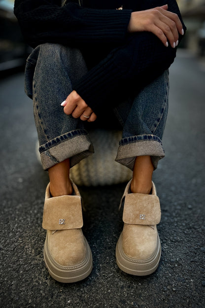 Velcro-Front Ankle Boots