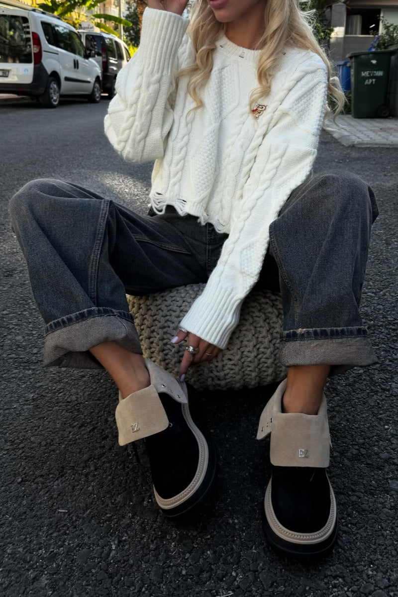 Velcro-Front Ankle Boots