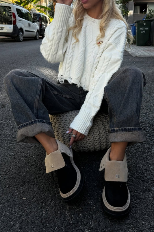 Velcro-Front Ankle Boots