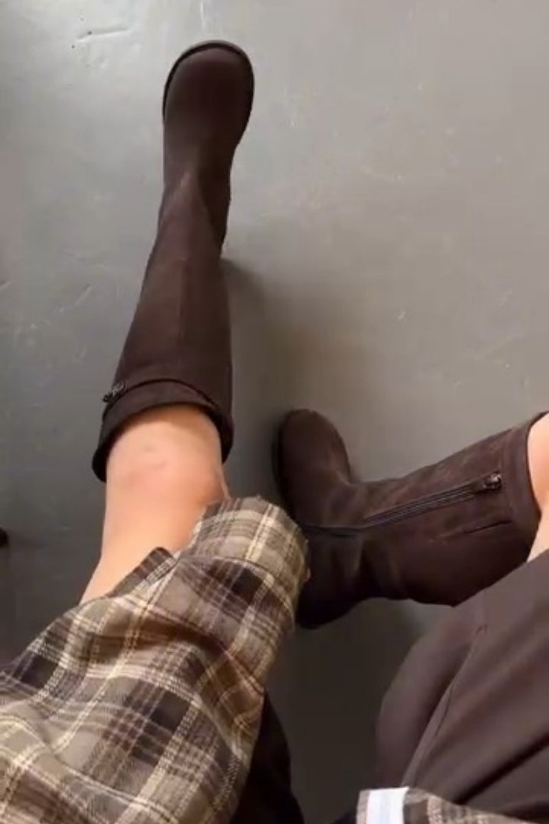 Tall Slouch Boots In Dark Brown