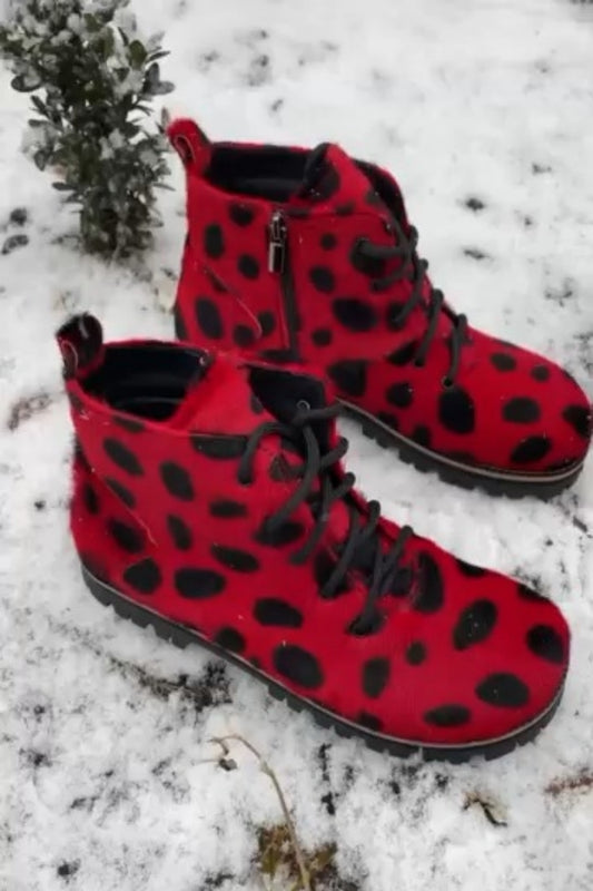 Red Leopard Print Winter Boots