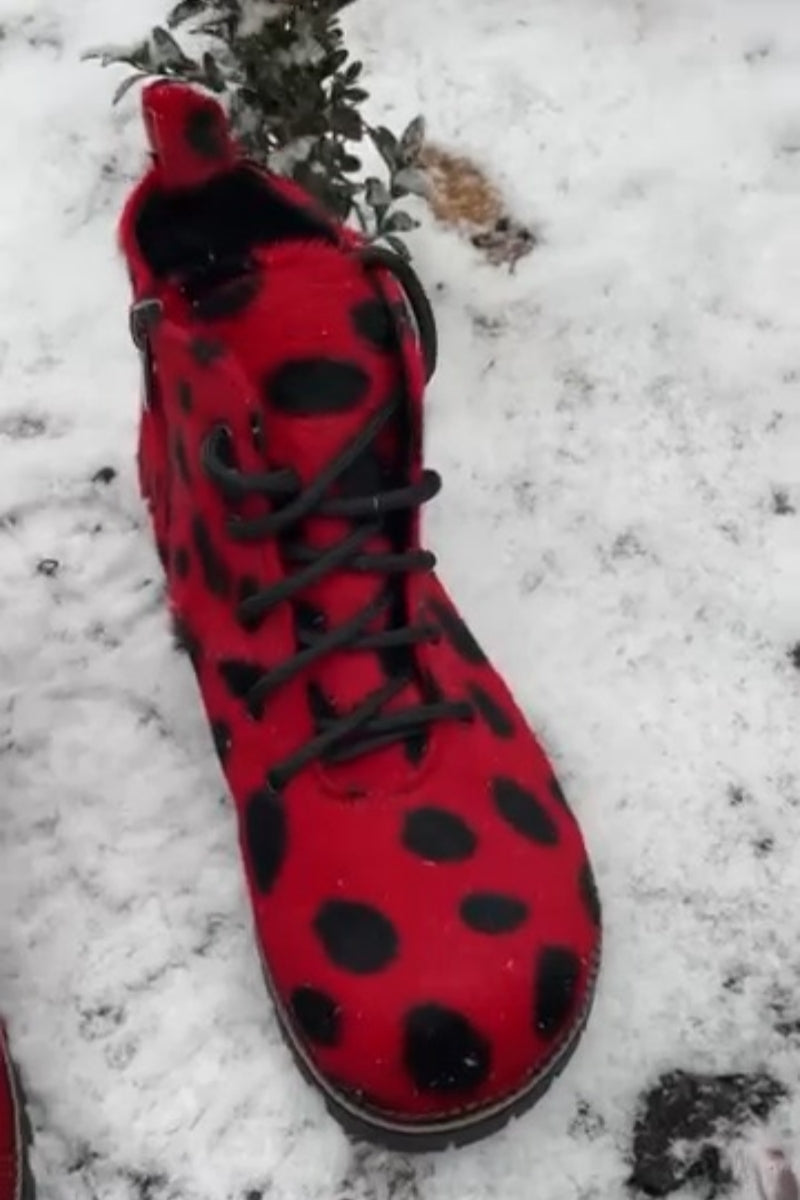 Red Leopard Print Winter Boots