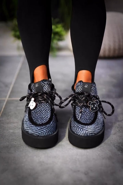 Wave-Pattern Platform Sneakers